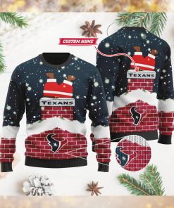 Houston Texans NFL Football Team Logo Symbol Santa Claus Custom Name Personalized 3D Ugly Christmas Sweater Shirt For Men And Women On Xmas Days