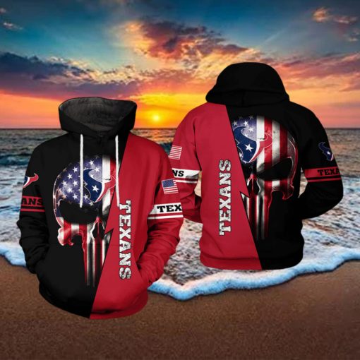 Houston Texans NFL US Flag Skull Team 3D Printed Hoodie