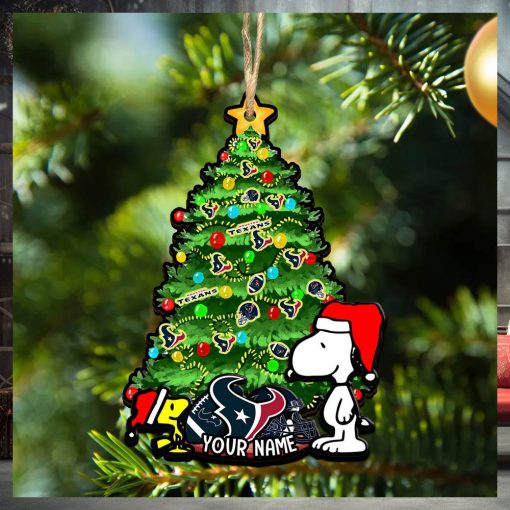 Houston Texans Personalized Your Name Snoopy And Peanut Ornament Christmas Gifts For NFL Fans SP161023141ID03
