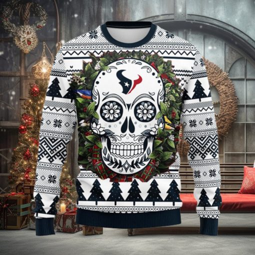 Houston Texans Skull Flower Ugly Christmas Ugly Sweater
