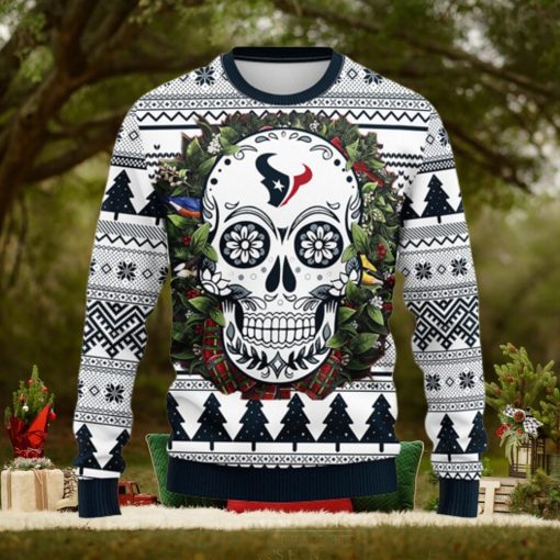 Houston Texans Skull Flower Ugly Christmas Ugly Sweater