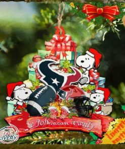 Houston Texans Snoopy And NFL Sport Ornament Personalized Your Family Name