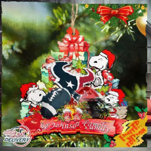 Houston Texans Snoopy And NFL Sport Ornament Personalized Your Family Name
