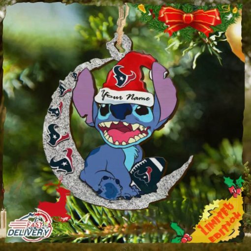 Houston Texans Stitch Ornament NFL Christmas And Stitch With Moon Ornament