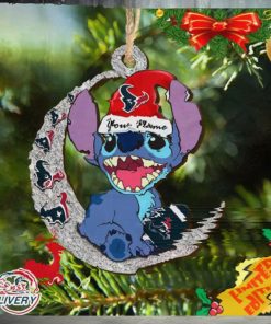 Houston Texans Stitch Ornament NFL Christmas And Stitch With Moon Ornament
