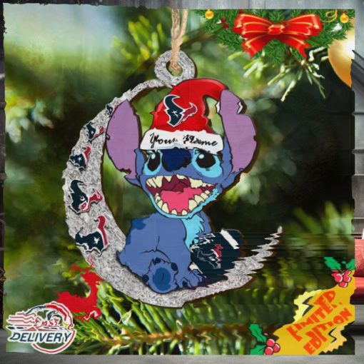 Houston Texans Stitch Ornament NFL Christmas And Stitch With Moon Ornament