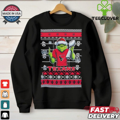 Houston Texans X Grinch Christmas with Super Bowl Trophy ugly Christmas shirt