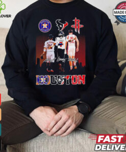 Houston sport teams Astros Texans Rockets players Altuve Stroud Sheppard shirt