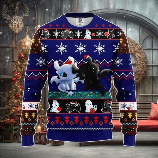 How To Train Your Dragon Toothless Love Ugly Christmas Sweater Blue 1 Amazing Gift Men And Women Christmas Gift