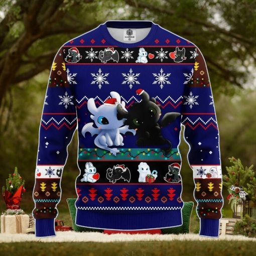 How To Train Your Dragon Toothless Love Ugly Christmas Sweater Blue 1 Amazing Gift Men And Women Christmas Gift