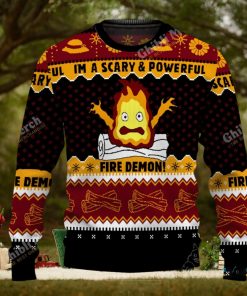 Howl’s Moving Castle Calcifer Fire Demon Christmas Sweater 1 Howl’s Moving Castle Calcifer Fire Demon Christmas Sweater