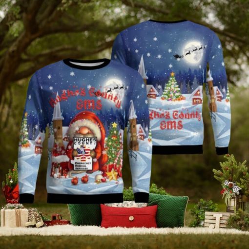 HuHouston  Texas  Ponderosa Fire Hughes County Emergency Medical Service Aop Christmas Ugly Sweater