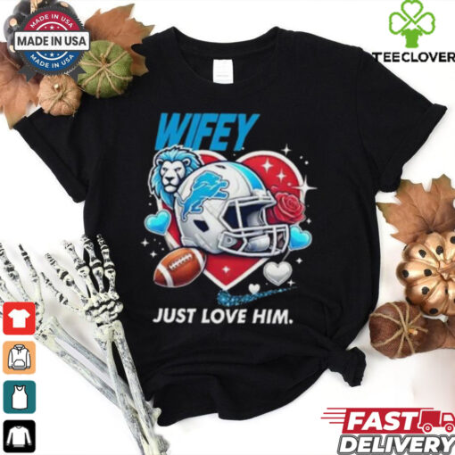 Hubby Wifey just love him her Detroit Lions helmet shirt