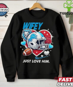 Hubby Wifey just love him her Detroit Lions helmet shirt