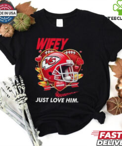 Hubby Wifey just love him her Kansas City Chiefs helmet shirt