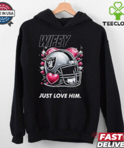 Hubby Wifey just love him her Las Vegas Raiders helmet shirt