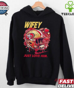 Hubby Wifey just love him her San Francisco 49ers helmet shirt