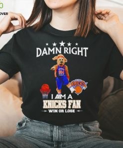 Hudson Knickerbocker mascot damn right I am a Knicks fan win or lose hoodie, sweater, longsleeve, shirt v-neck, t-shirt