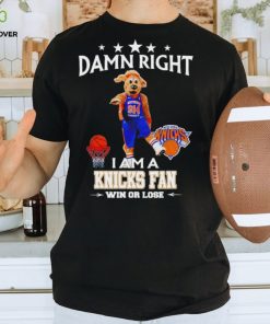 Hudson Knickerbocker mascot damn right I am a Knicks fan win or lose hoodie, sweater, longsleeve, shirt v-neck, t-shirt