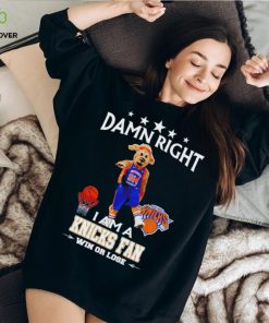 Hudson Knickerbocker mascot damn right I am a Knicks fan win or lose hoodie, sweater, longsleeve, shirt v-neck, t-shirt