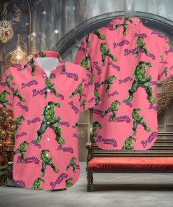 Hulk Marvel Avengers Fashion Mens Hawaiian Style Shirts Atlanta Braves