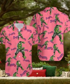 Hulk Marvel Avengers Fashion Mens Hawaiian Style Shirts Atlanta Braves