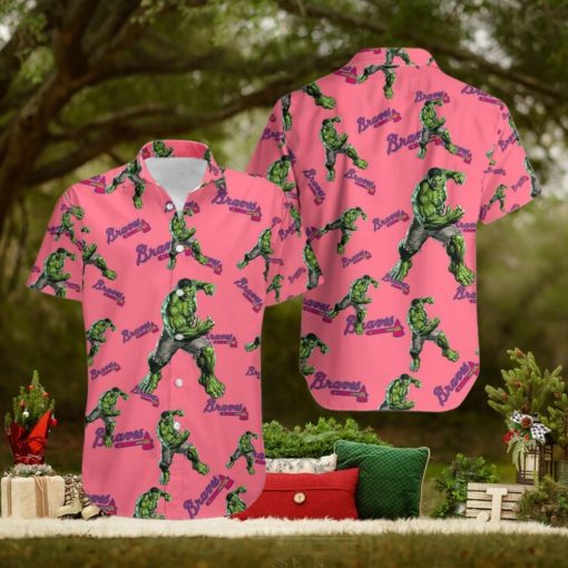 Hulk Marvel Avengers Fashion Mens Hawaiian Style Shirts Atlanta Braves