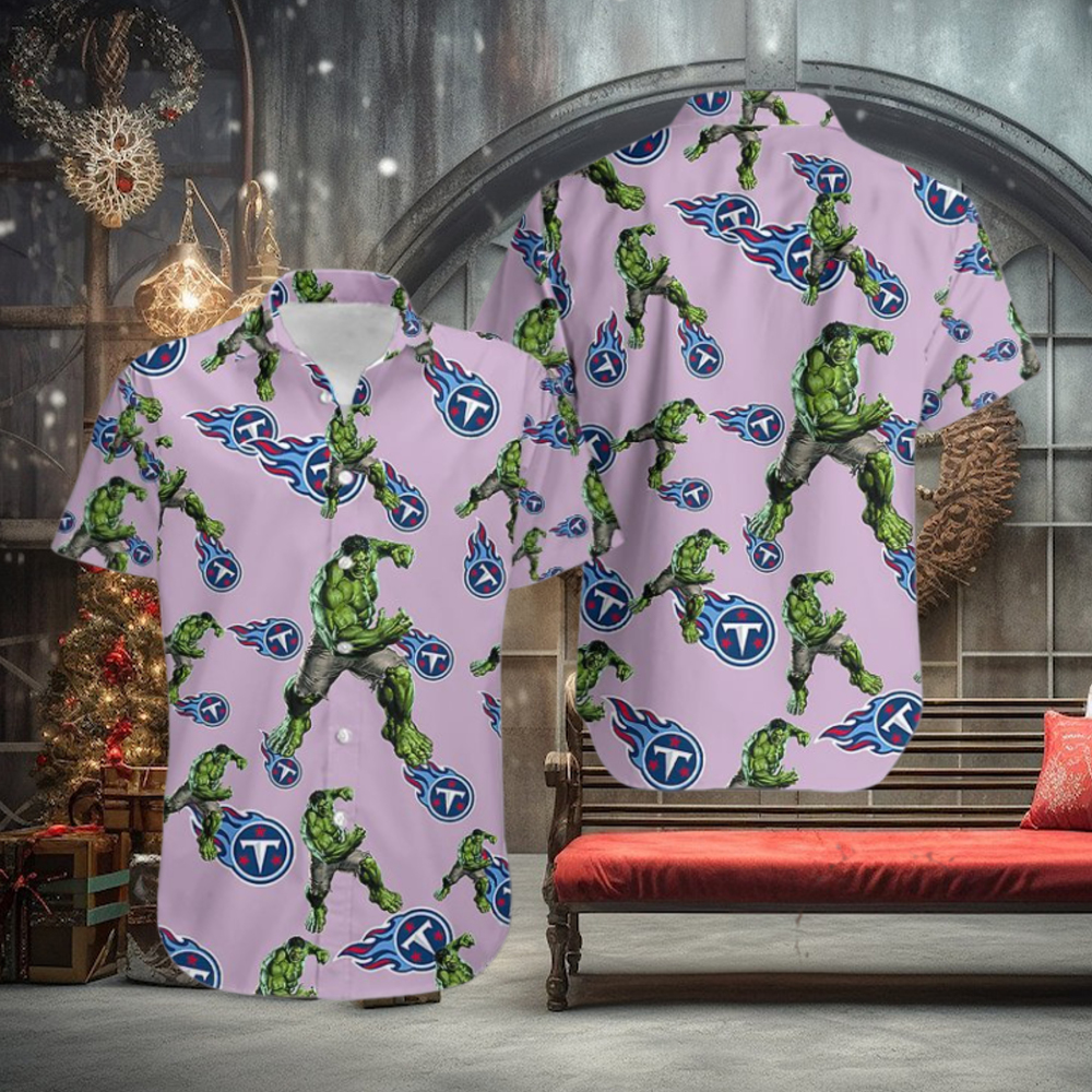 Hulk Marvel Avengers Movie Characters Hawaiian Camp Shirt Tennessee Titans