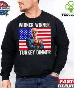 Humor Donald Trump winner winner turkey dinner Thanksgiving US flag shirt