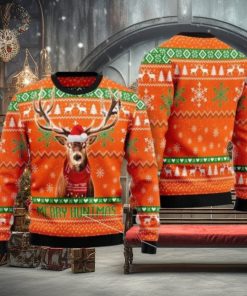 Hunting Christmas Merry Huntmas Deer Christmas Pattern Orange Hunting Christmas Ugly Sweater