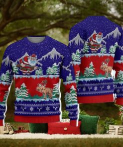 Hunting Christmas Moose Hunter Santa Blue Hunting Christmas Ugly Sweater