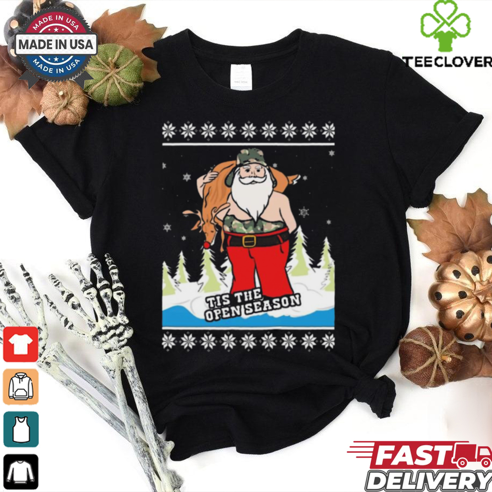 Hunting Santa Tis The Open Season Ugly Christmas Sweaters 2024 t shirt Hunting Santa Tis The Open Season Ugly Christmas Sweaters 2024 t shirt