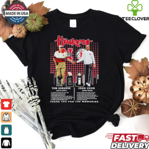 Huskers Tom Osborne and John Cook thank you for the memories shirt