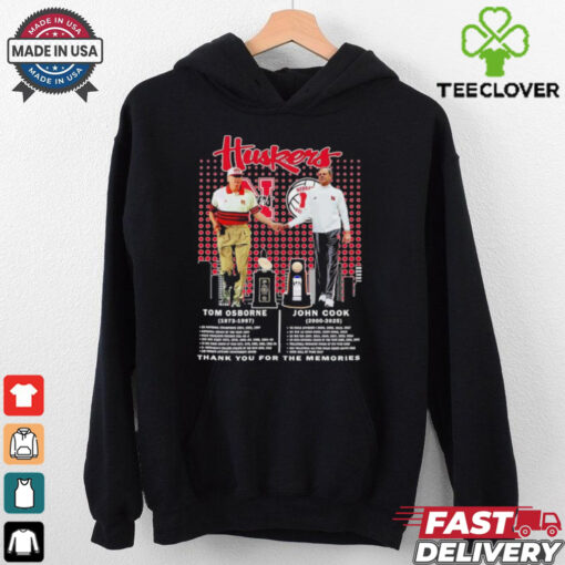 Huskers Tom Osborne and John Cook thank you for the memories shirt