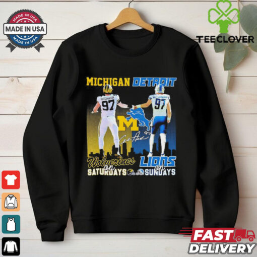 Hutchinson Michigan Wolverines on Saturdays Detroit Lions on Sundays shirt