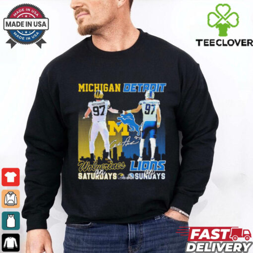 Hutchinson Michigan Wolverines on Saturdays Detroit Lions on Sundays shirt