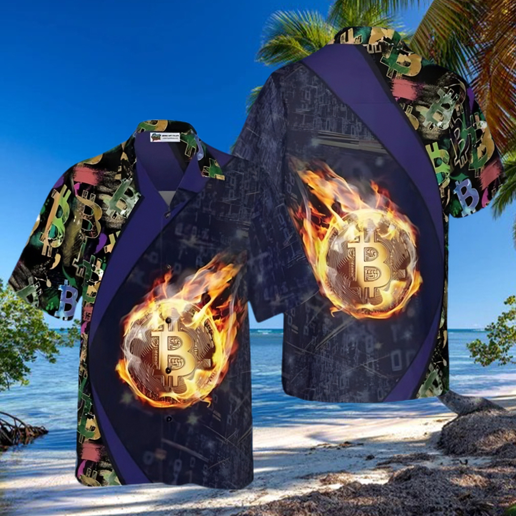 Bitcoin Block Chain Flame Hawaiian Shirt