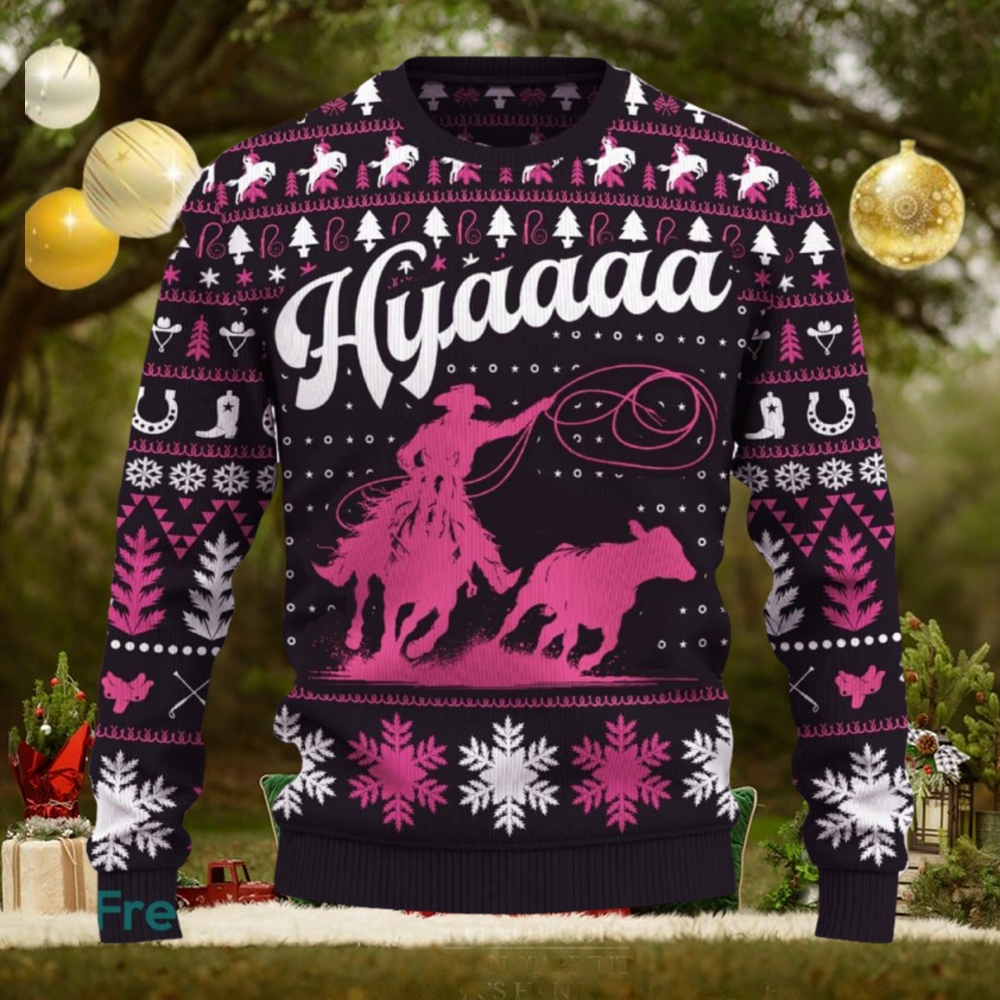 Hyaaaa Breakaway Roping Ugly Christmas Sweater New Pattern Tree Holidays Gift Fans Hyaaaa Breakaway Roping Ugly Christmas Sweater New Pattern Tree Holidays Gift Fans