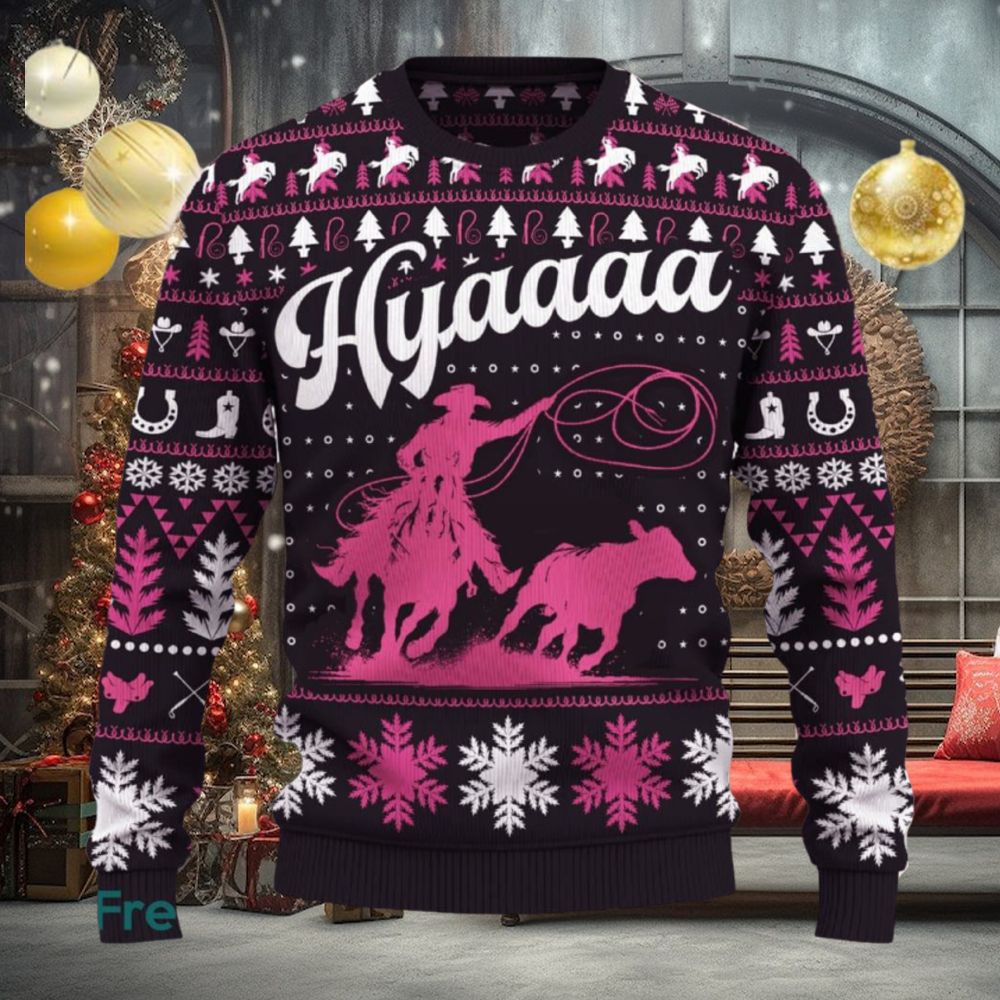 Hyaaaa Breakaway Roping Ugly Christmas Sweater New Pattern Tree Holidays Gift Fans Hyaaaa Breakaway Roping Ugly Christmas Sweater New Pattern Tree Holidays Gift Fans