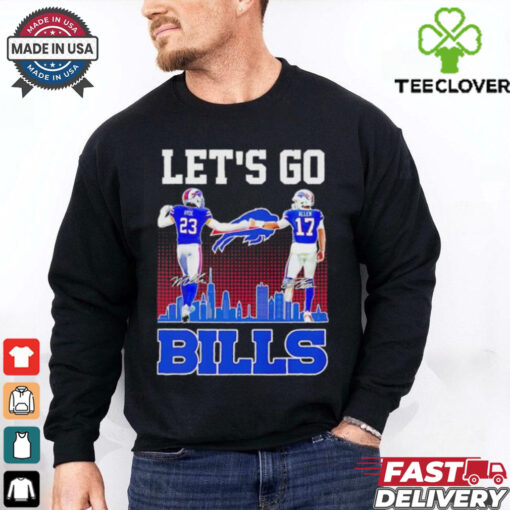 Hyde and Allen Buffalo Bills football city skyline signatures shirt