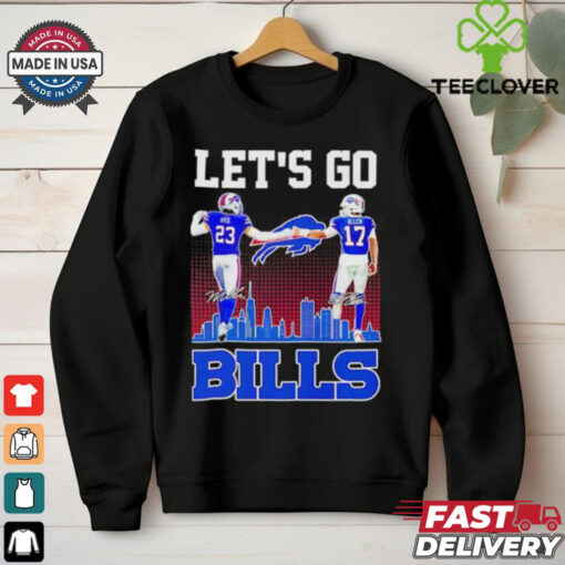 Hyde and Allen Buffalo Bills football city skyline signatures shirt