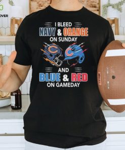 I Bleed Navy Orange On Sunday Hat And Blue Red On Gameday T shirt For Fans