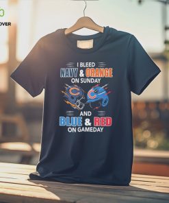 I Bleed Navy Orange On Sunday Hat And Blue Red On Gameday T shirt For Fans