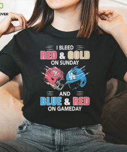 I Bleed Red Gold On Sunday Hat And Blue Red On Gameday T hoodie, sweater, longsleeve, shirt v-neck, t-shirt For Fans