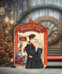 I Can't Spell Christmas Without You Personalized Ornament, Kissing Couple Gifts