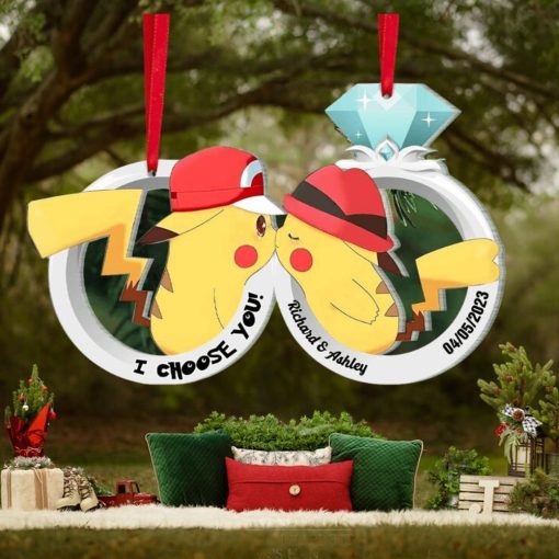 I Choose You, Set Of 2 Personalized Ornaments For Couple, Christmas Gift, Anniversary Gift Ideas