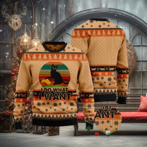 I Do What A Want Black Cat Ugly Christmas Sweater Funny Gift For Men And Women Family Holidays