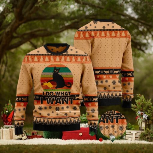 I Do What A Want Black Cat Ugly Christmas Sweater Funny Gift For Men And Women Family Holidays