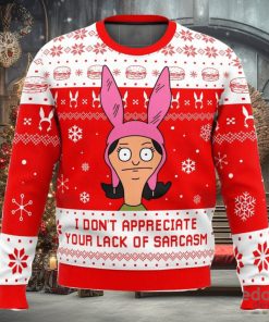 I Dont Appreciate Your Lack of Sarcasm Bob’s Burgers 3D Ugly Christmas Sweater Christmas Gift Ideas Party Gift