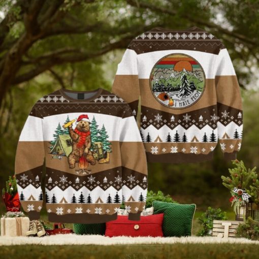 I Hate People Bear Beer Brown Ugly Sweater For Christmas